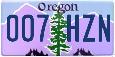 OR license plate 007HZN