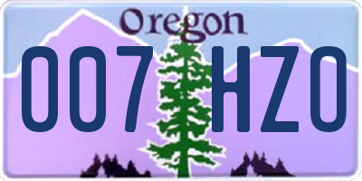 OR license plate 007HZO