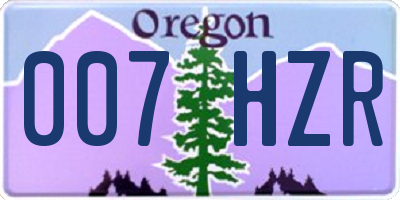 OR license plate 007HZR