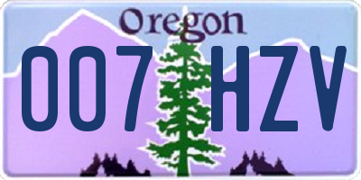 OR license plate 007HZV