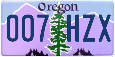 OR license plate 007HZX