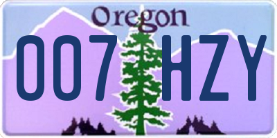 OR license plate 007HZY