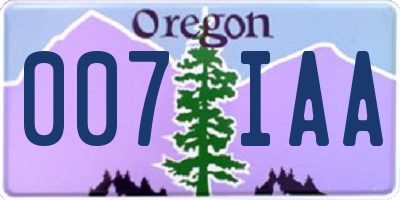 OR license plate 007IAA