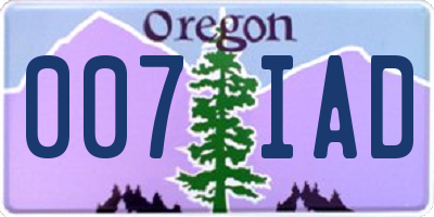 OR license plate 007IAD