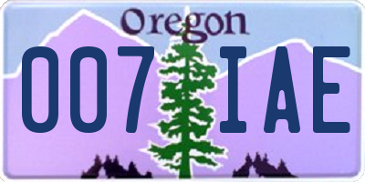 OR license plate 007IAE