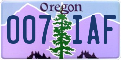 OR license plate 007IAF