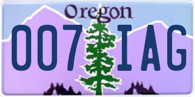 OR license plate 007IAG