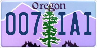 OR license plate 007IAI