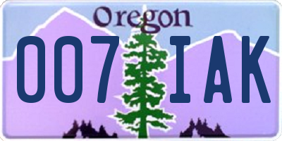 OR license plate 007IAK