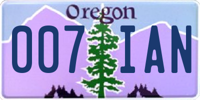 OR license plate 007IAN