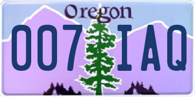 OR license plate 007IAQ
