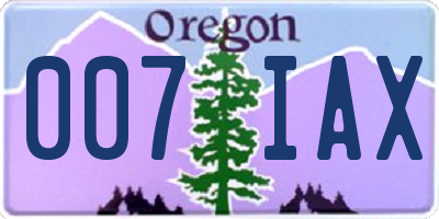 OR license plate 007IAX