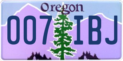 OR license plate 007IBJ