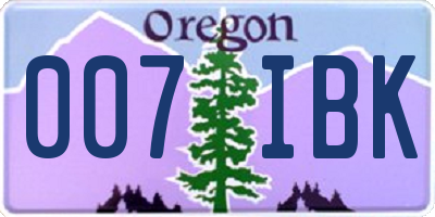 OR license plate 007IBK