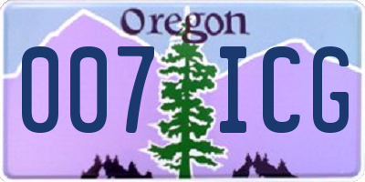OR license plate 007ICG