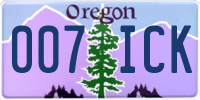 OR license plate 007ICK