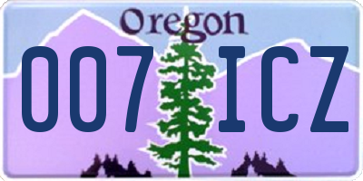 OR license plate 007ICZ