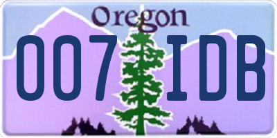 OR license plate 007IDB