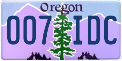 OR license plate 007IDC