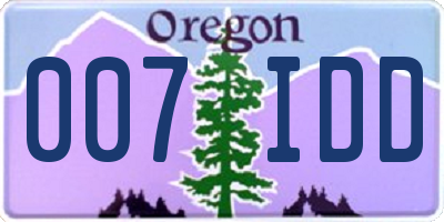 OR license plate 007IDD