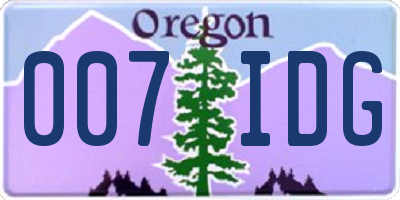 OR license plate 007IDG