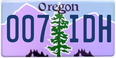 OR license plate 007IDH