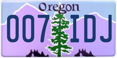 OR license plate 007IDJ