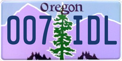OR license plate 007IDL