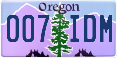 OR license plate 007IDM