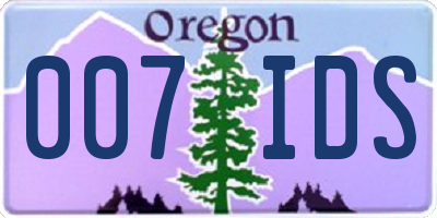 OR license plate 007IDS