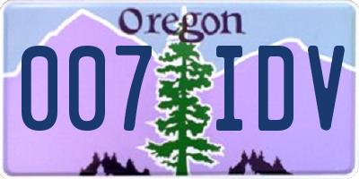OR license plate 007IDV