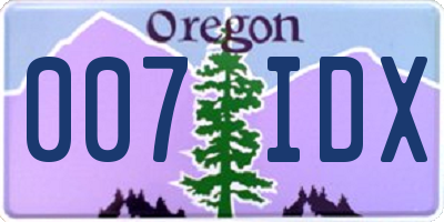 OR license plate 007IDX