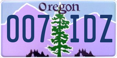OR license plate 007IDZ
