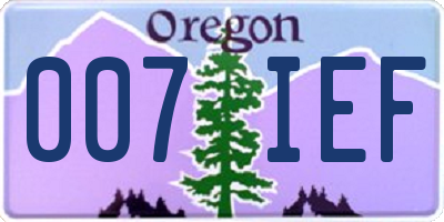 OR license plate 007IEF