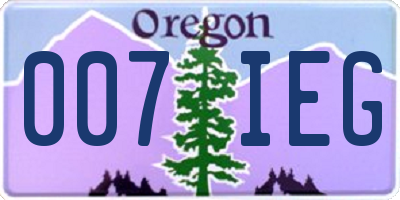 OR license plate 007IEG