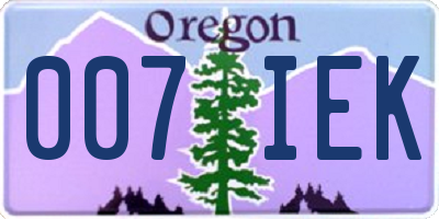 OR license plate 007IEK