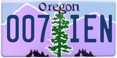 OR license plate 007IEN