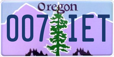 OR license plate 007IET