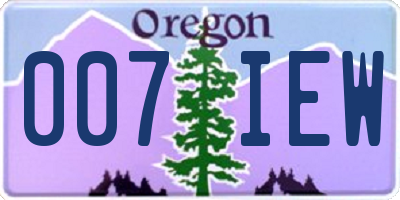 OR license plate 007IEW