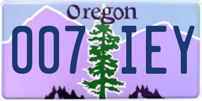 OR license plate 007IEY