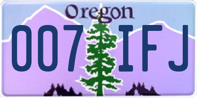 OR license plate 007IFJ
