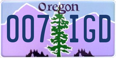 OR license plate 007IGD