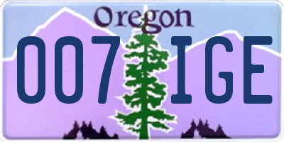 OR license plate 007IGE