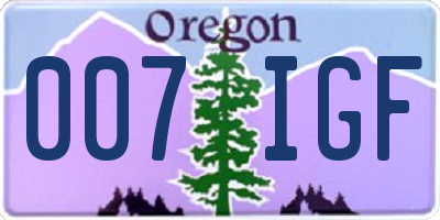 OR license plate 007IGF