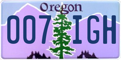 OR license plate 007IGH