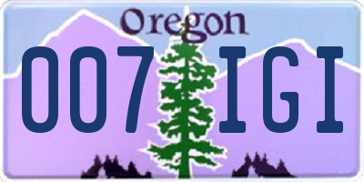 OR license plate 007IGI