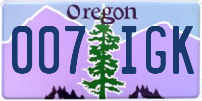 OR license plate 007IGK