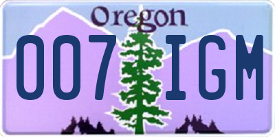 OR license plate 007IGM