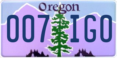 OR license plate 007IGO