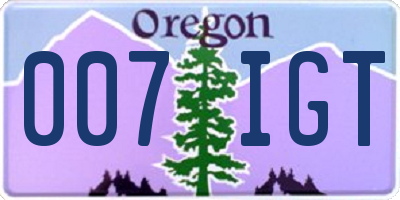 OR license plate 007IGT